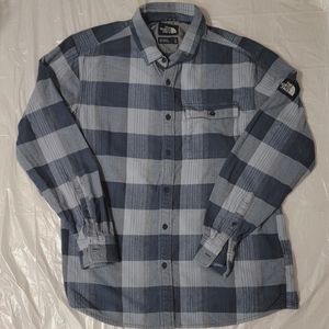The North Face Men's Blue plaid heavy flannel button up size large